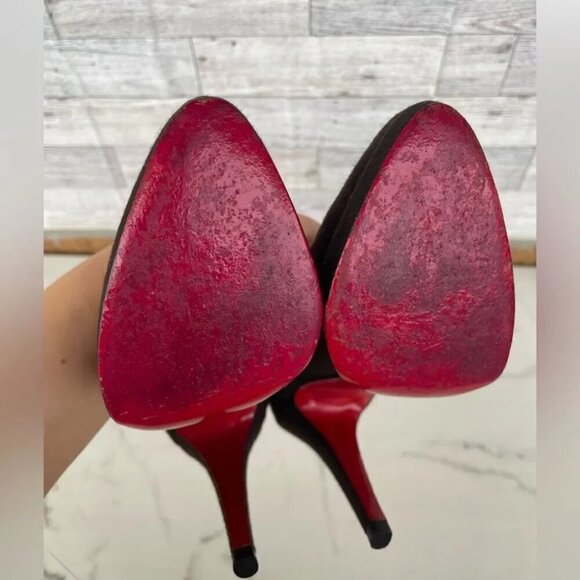 Christian Louboutin red bottom Brown Wool women’s Heels size 39 .8.5 - Picture 7 of 13